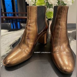 YSL Yves saint Laurent gold booties size 40